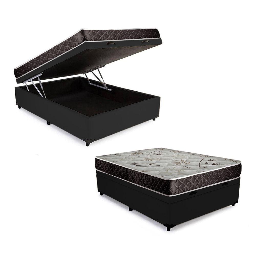 Cama Box Baú Casal Colchão Alana Espuma D20 NK Camas + Box Sintético 53x138x188