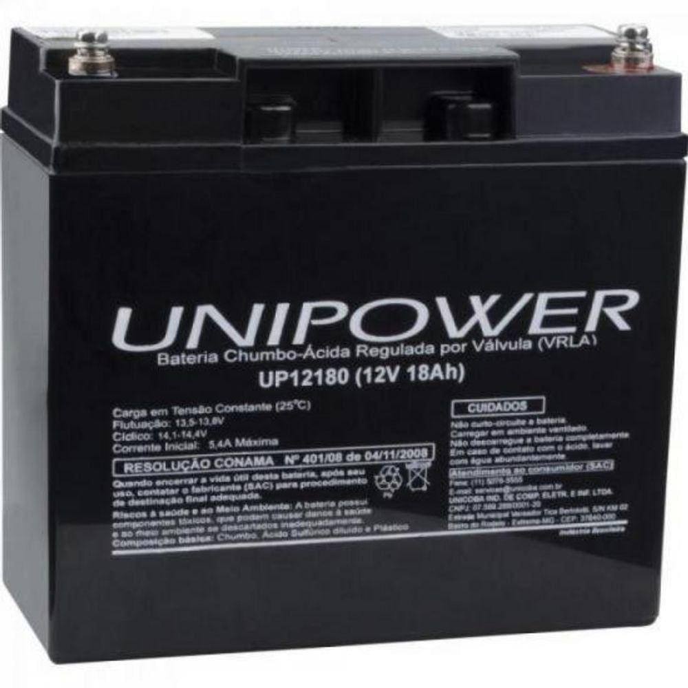 Bateria Estacionária Selada 12V/18A Vrla Up12180 Unipower