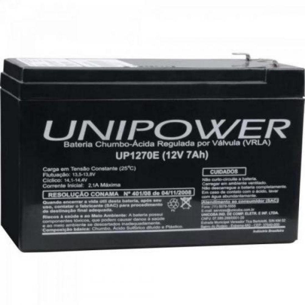Bateria Estacionária Selada 12V/7Ah Vrla Up1270E Unipower