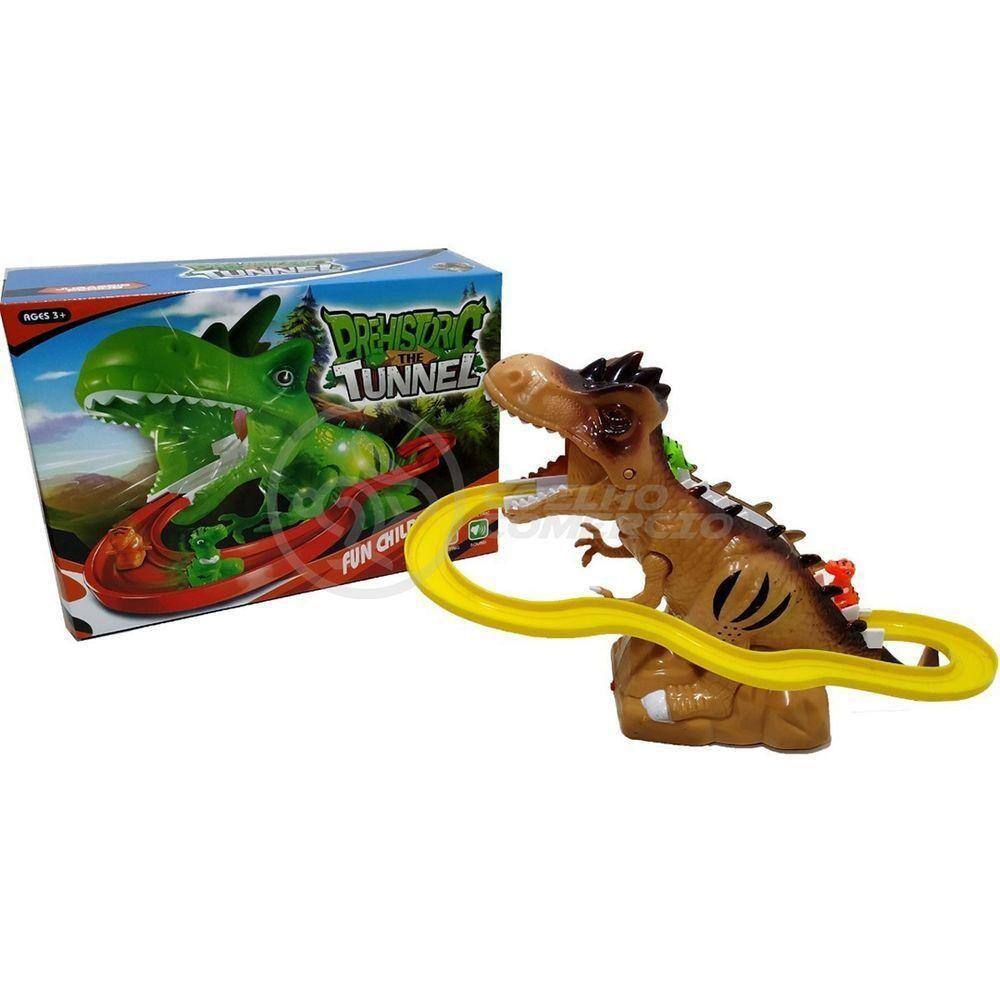 Brinquedo Pista Elevador Com Som E Luz Dinossauro Marrom