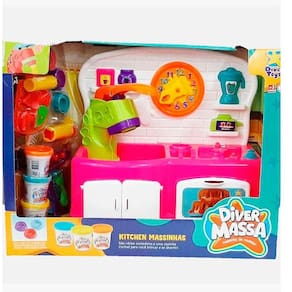 Cozinha Infantil - Massinha de Modelar - Diver Massa - Kitchen - Rosa - Divertoys