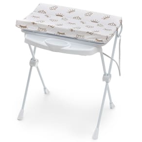 Banheira Plástica Desmontável Para Bebe Com Trocador Almofadado E Protetor Lateral Galzerano