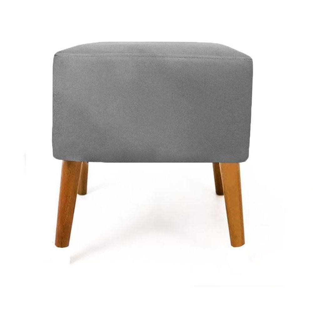 Puff Puf Suede Cinza Puf Quadrado Marrocos Pés Palito