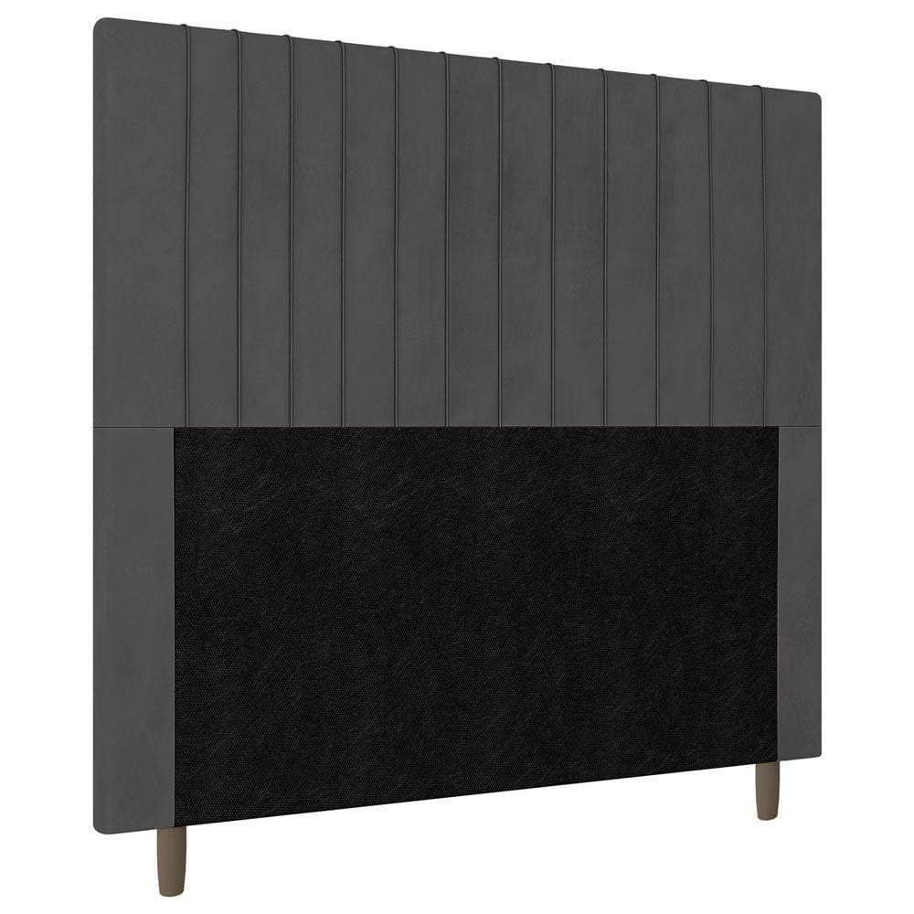 Cabeceira Cama Box Casal King Size Nala 195cm Veludo Cinza