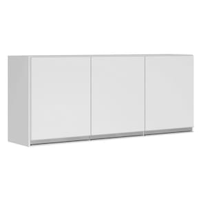 Armário Aéreo Cozinha Lux 120cm Mdf 03 Portas Branco Fosco