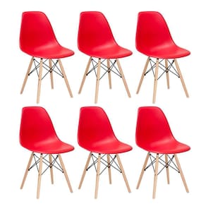 Kit 6 Cadeiras Charles Eames Eiffel Dsw Com Pés De Madeira Clara Vermelho