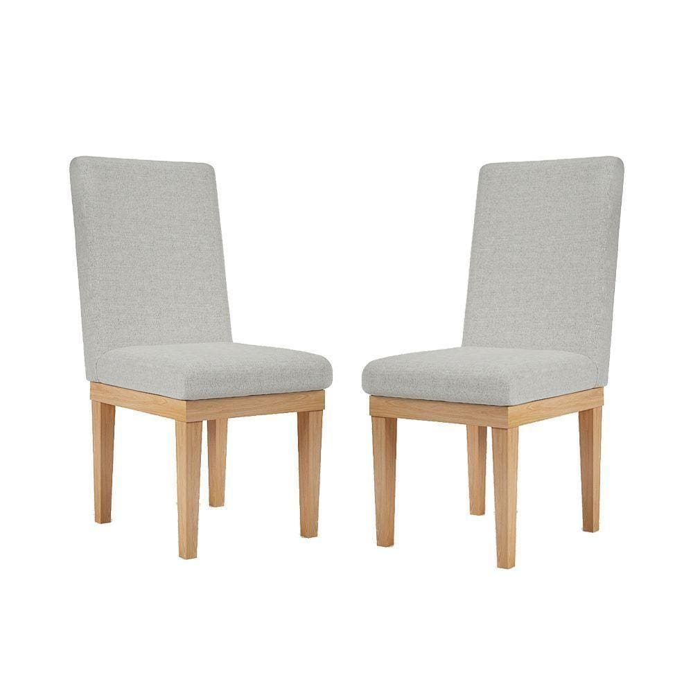 Kit 2 Cadeiras De Jantar Estofada Luxo P Mesa Cinza Claro