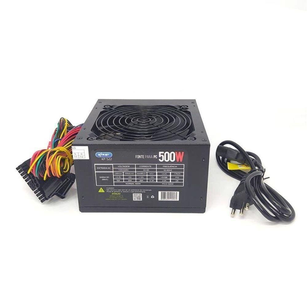 Fonte Atx 500w Knup Kp 522 Com Cabo Com Caixa