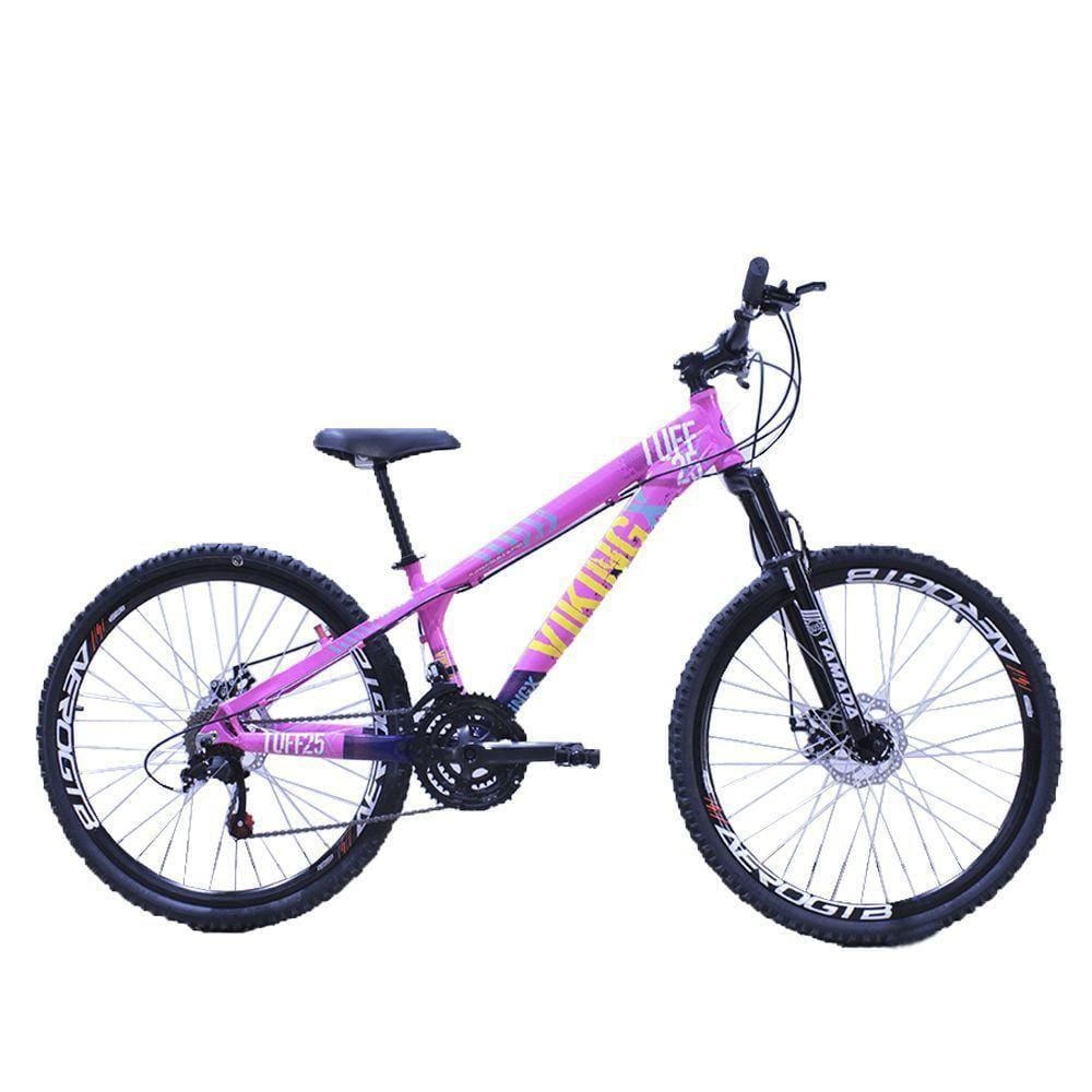 Bicicleta Viking Aro Aero 26 |21v |Rosa Neon Azul Marinho