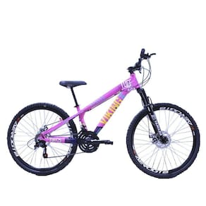 Bicicleta Viking Aro Aero 26 |21v |Rosa Neon Azul Marinho