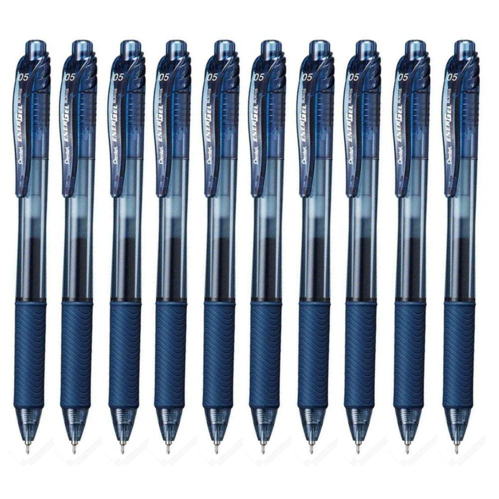 Kit 10 Caneta Gel Pentel Energel X Rt Retrátil 0.5Mm Azul