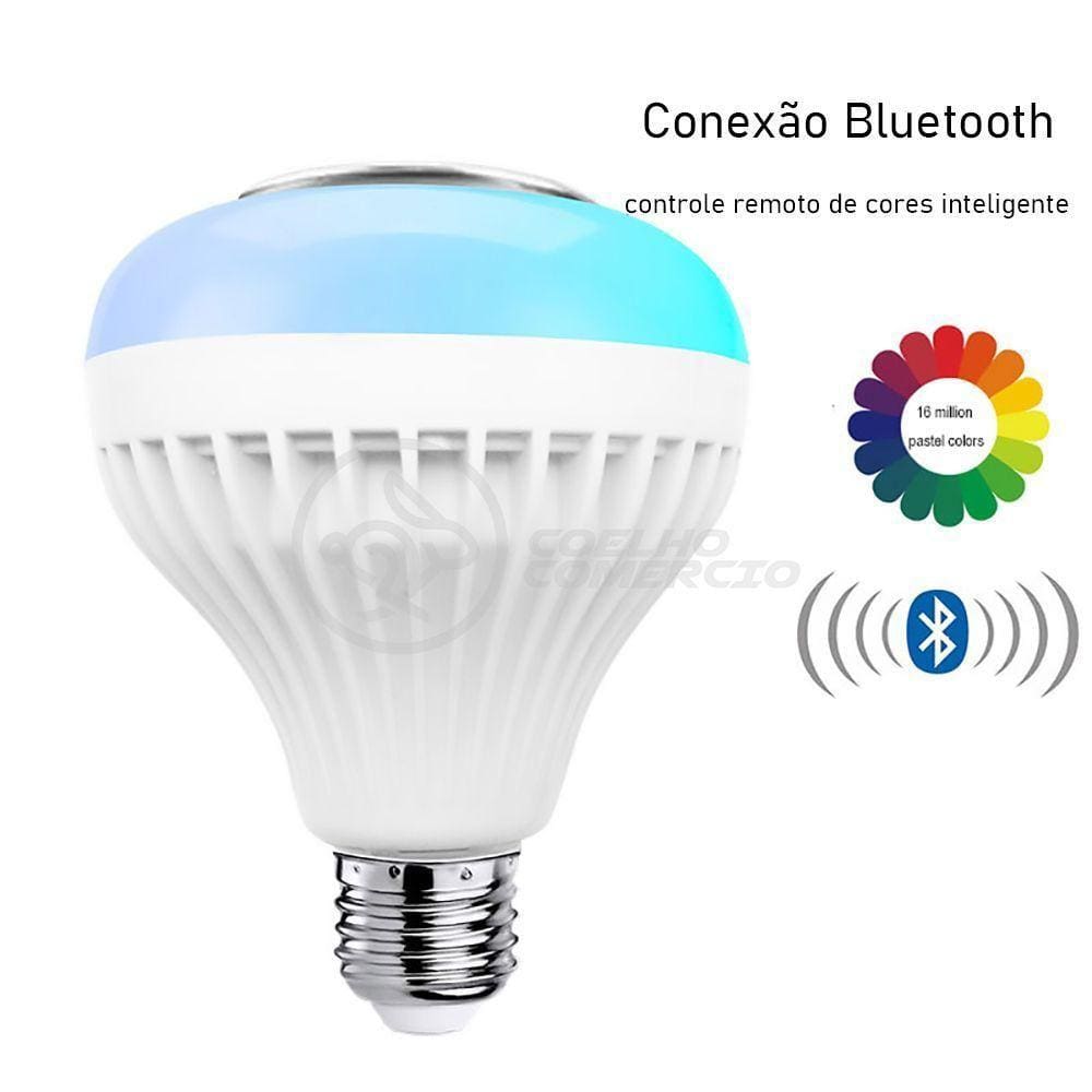 Lâmpada Led 12W E27 Rgb Colorida Com Caixa De Som Bluetooth