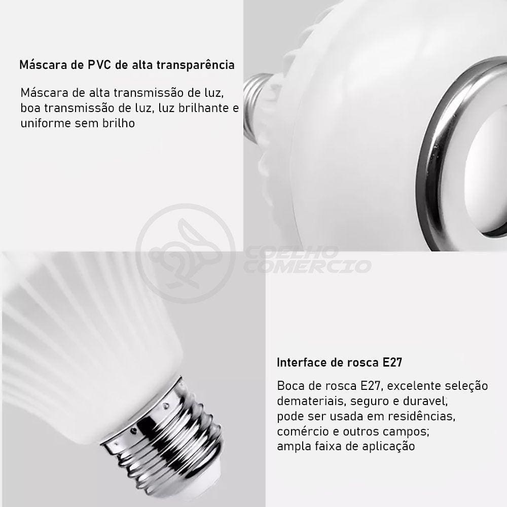 Lâmpada Led 12W E27 Rgb Colorida Com Caixa De Som Bluetooth