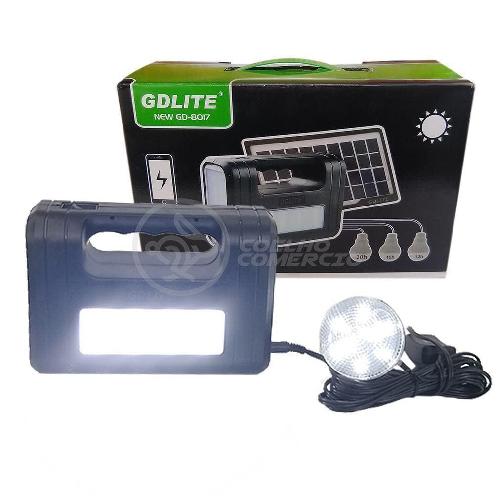 Kit Lanterna Placa Solar Carregador Portatil Emergência