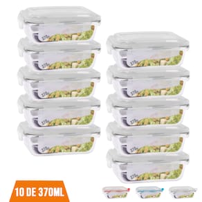 Kit Com 8 Potes Vidro Hermético Click Glass Marmita 370ml