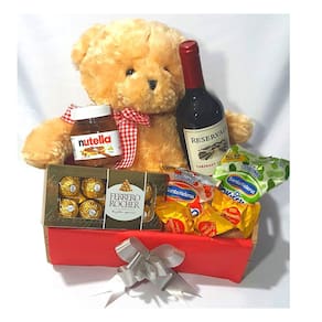 Cesta De Chocolates Ferrero Rocher Vinho Urso Presente Luxo