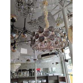 Lustre Pendente Moderno Rose Gold Com Cristais