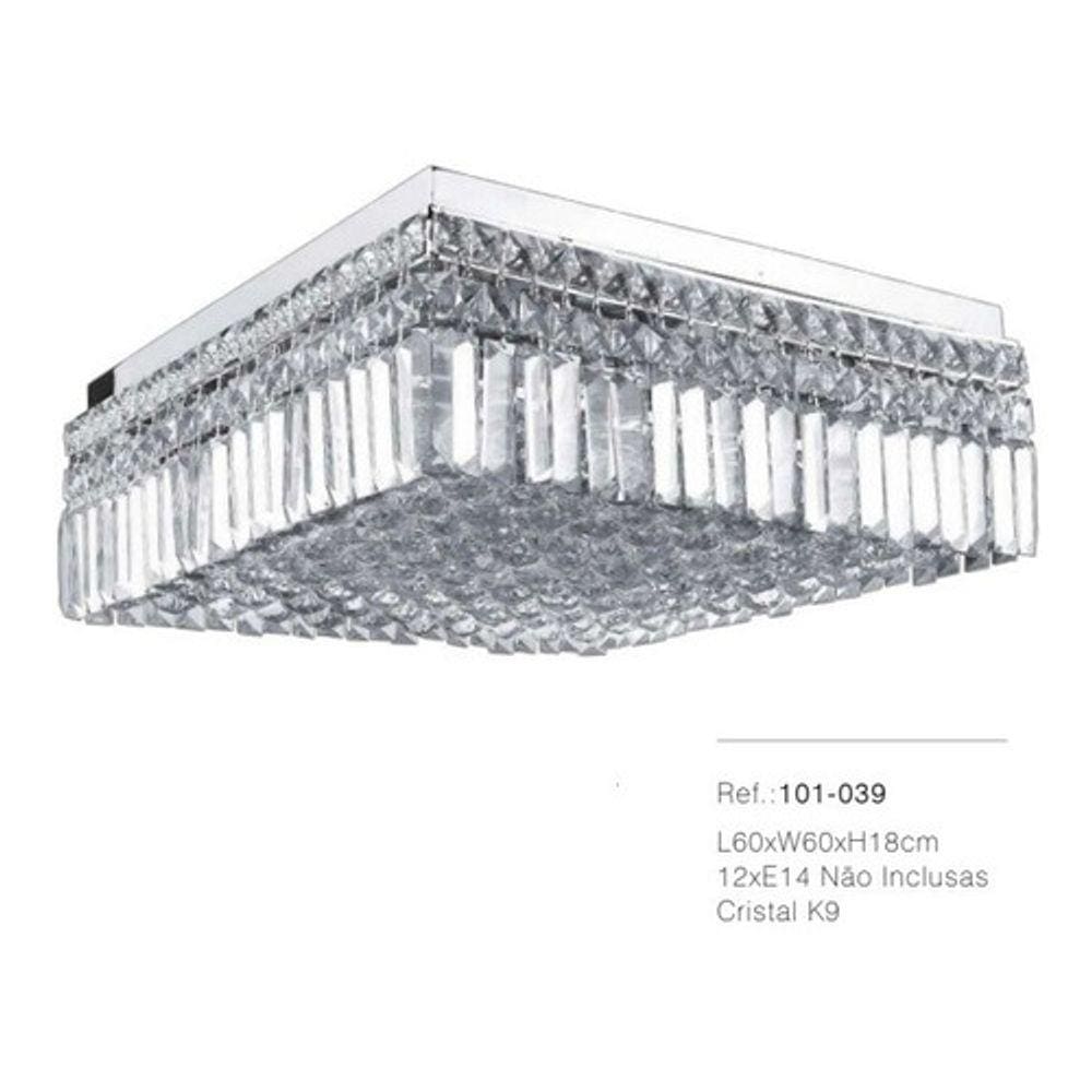 Lustre Plafon T60x60xh18cm 12xe14 Cristal K9