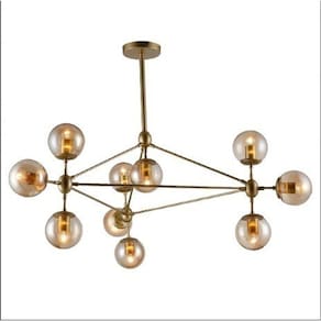 Pendente Volans Metal Dourado E Vidro Estilo Sputnik