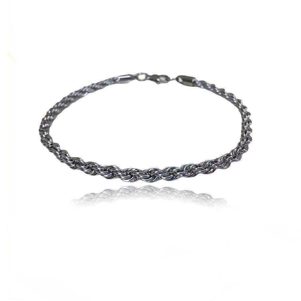 Pulseira Trançado Trabalhada Em Aço Inoxidavel