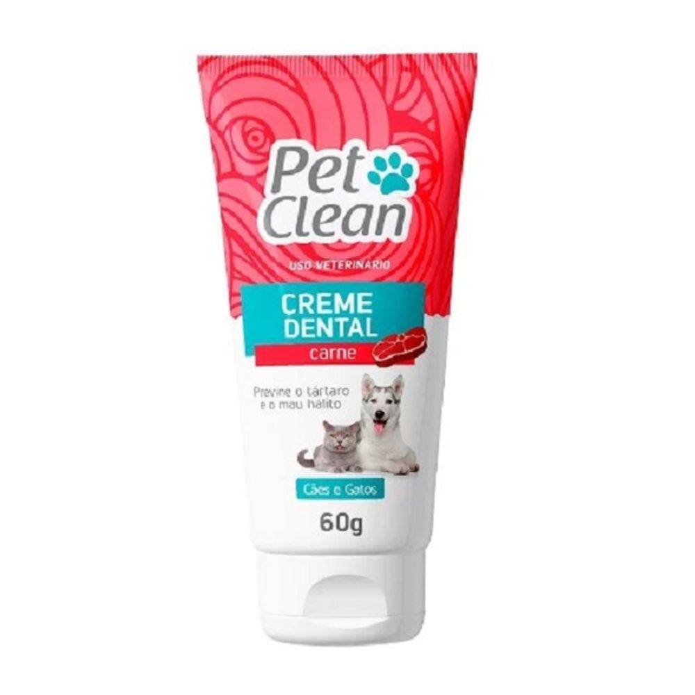 Creme Dental Carne Pet Clean 60G Para Cachorros E Gatos