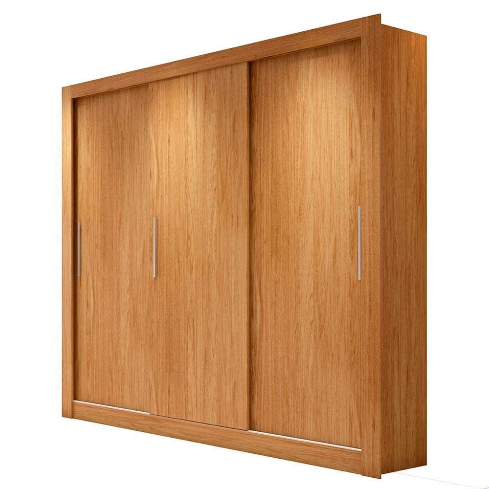 Guarda Roupa Casal Grande 3 Portas De Correr Marrom Glass