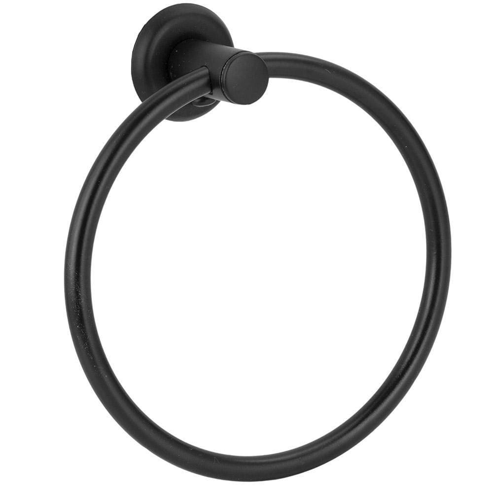 Porta Toalha Argola Mãos Rosto Metal Black/Preto Banheiro