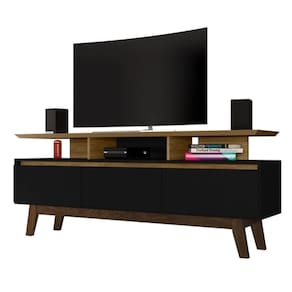 Rack Rubi para TV até 65`` Cinamomo/Preto Fosco - Móveis Bechara