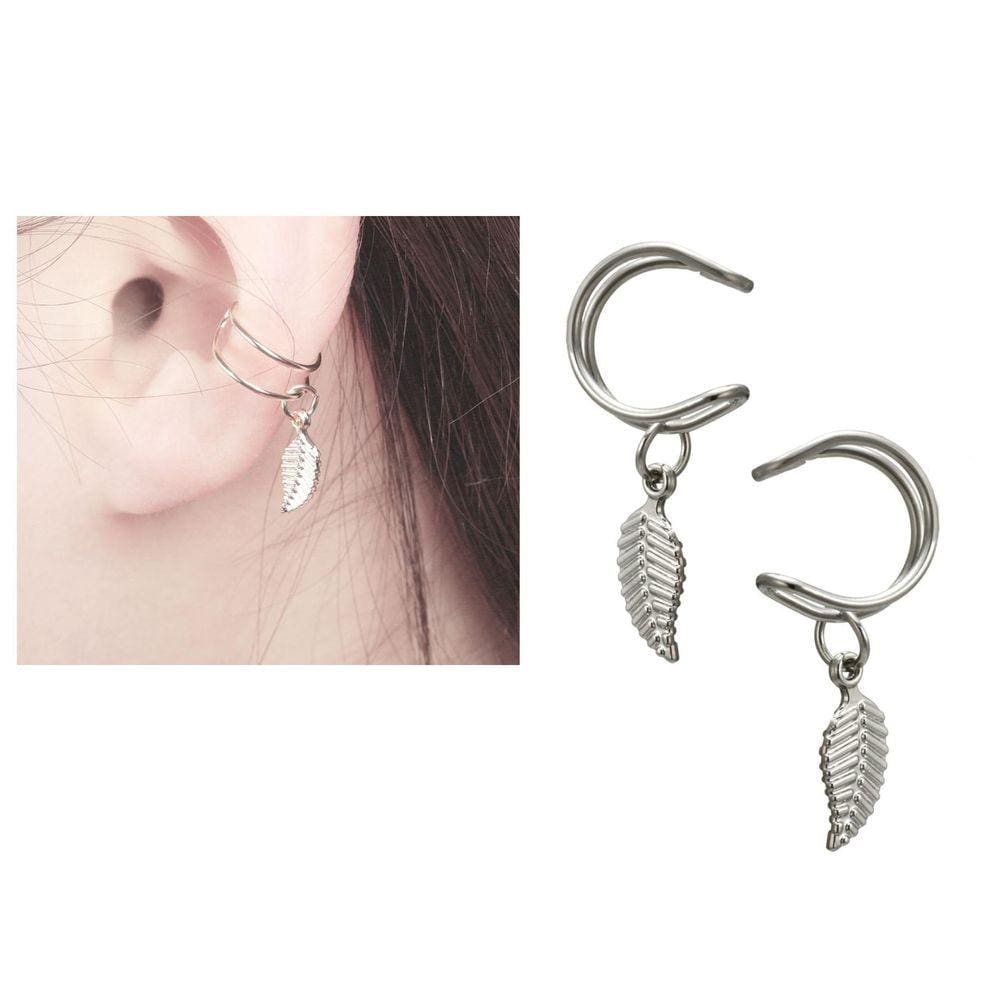 Brinco Piercing Argola Cartilagem Folha Folheado