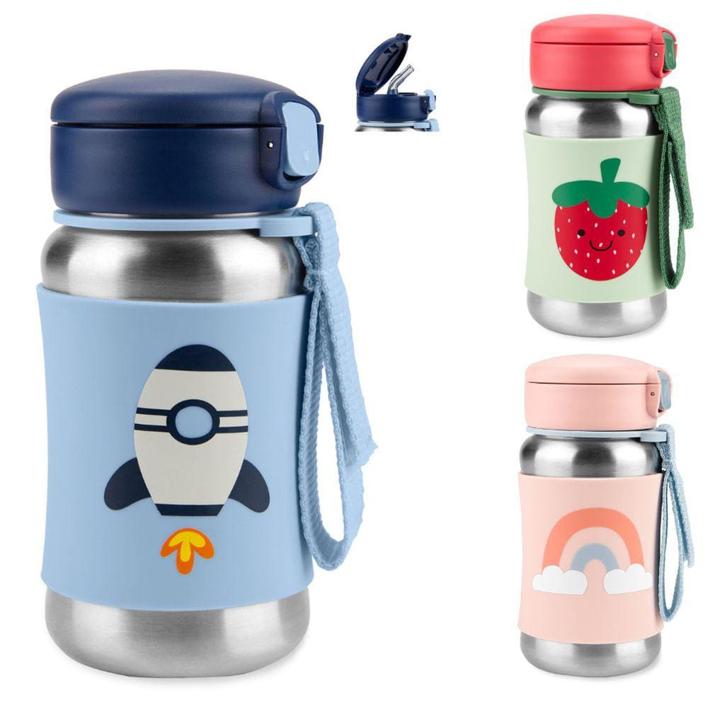 Garrafa Infantil Com Canudo Térmica Inox Skip Hop Coleção 2022 Spark Style 350ml
