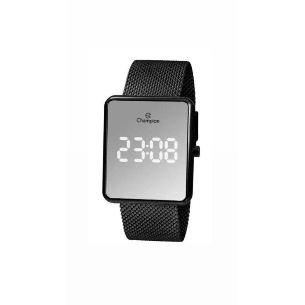 Relógio Champion Digital Led Ch40080K Preto Vidro Espelhado