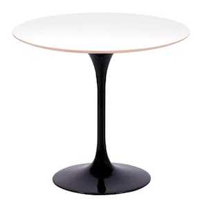 Mesa Saarinen Redonda Fórmica Branca 137cm - Base Preta