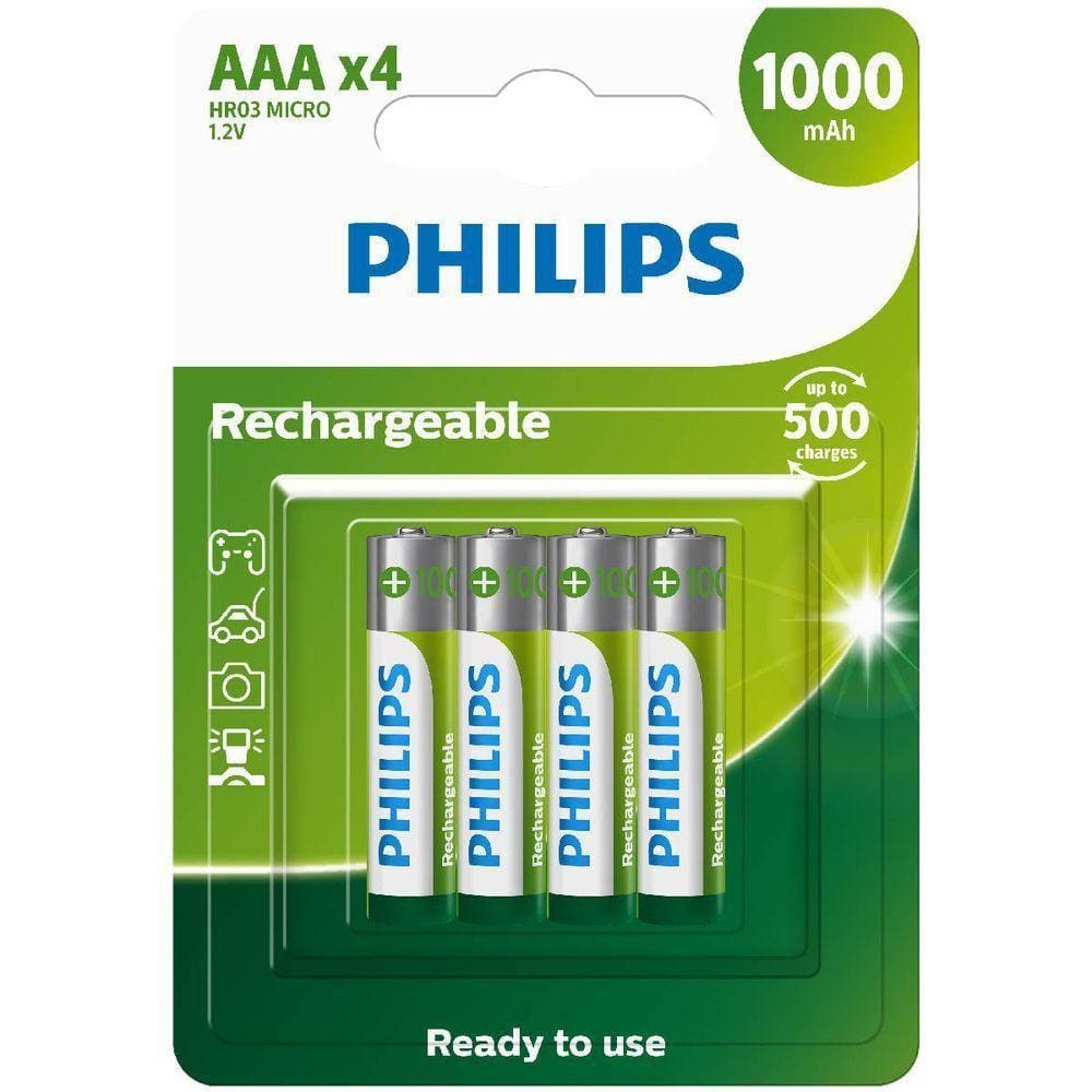 Pilha Recarregável Aaa 1000Mah Blister Com 4 Unidades R03B4R