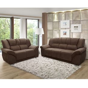 Conjunto Estofado 2 e 3 Lugares Cordoba Hellen Estofados Marrom