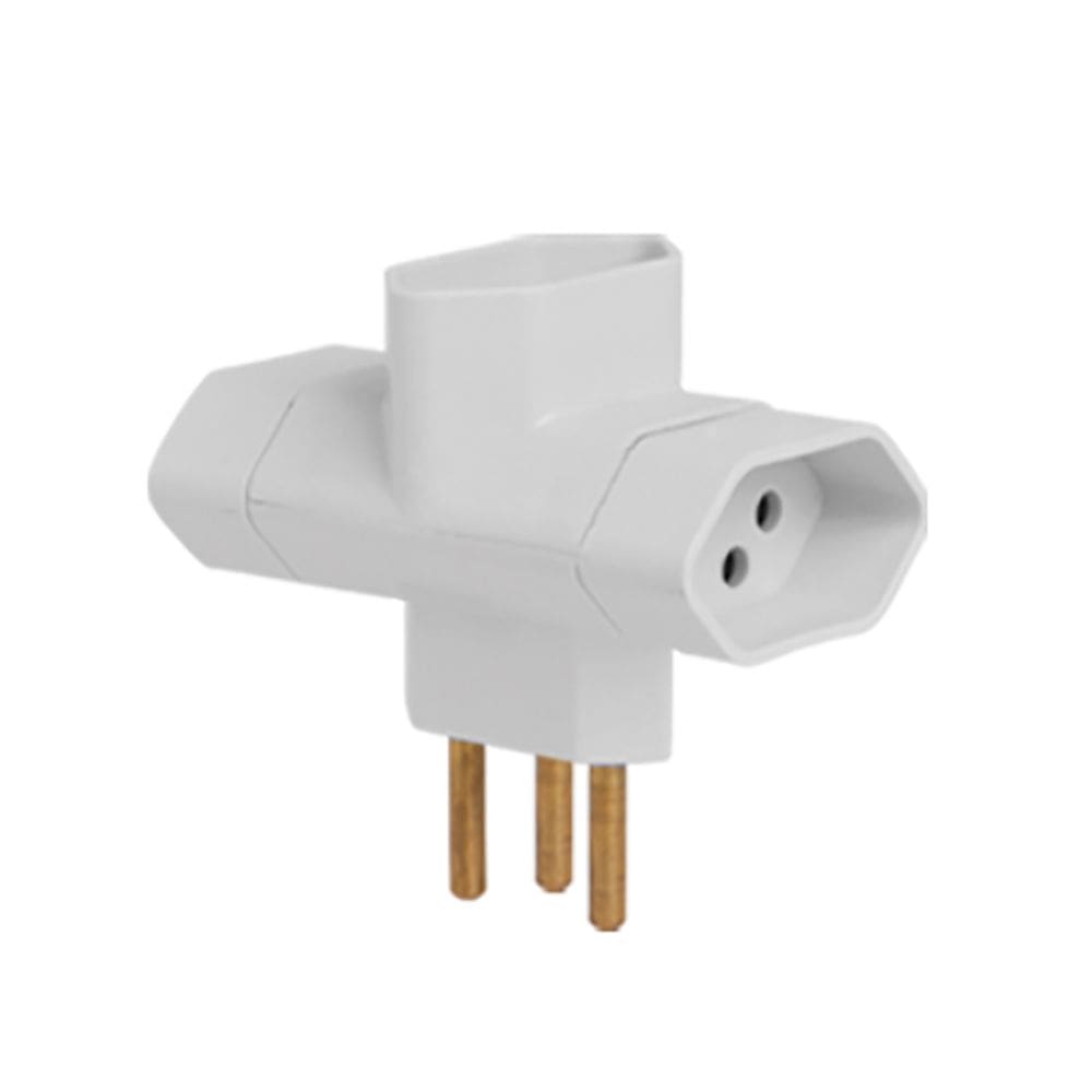 Pino Bipolar 3 Saidas Tipo t 2p+t 10a 250v Branco Ilumi