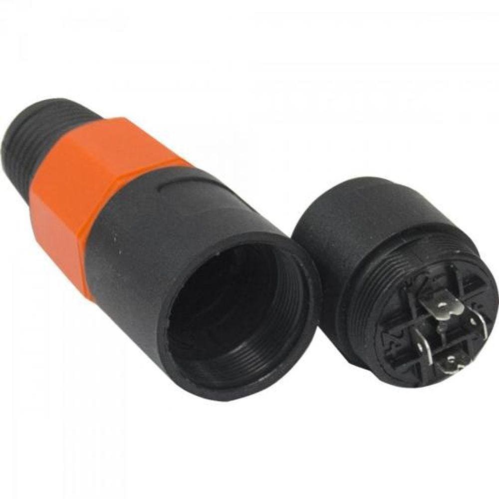 Conector Speakon De Linha Fêmea 4 Pólos Jcsp0003 Preto/Laran