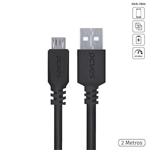 Cabo Para Celular Smartphone Micro Usb Para Usb A 2.0 2 Metr