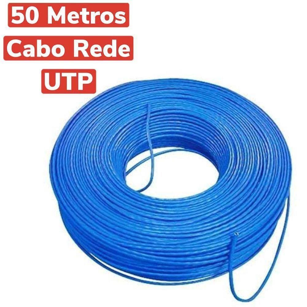 Cabo De Rede Cftv 50 Metros 8 Vias Upt 4 Pares Cat5 Azul