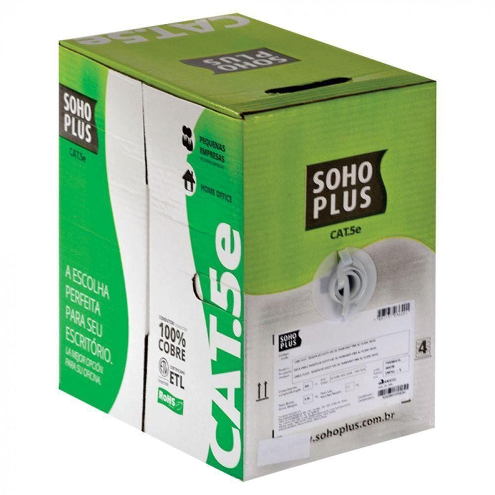 Cabo Lan U/Utp Cat.5E 24 Awg 4 Pares Cmx 305M Branco 100% Co