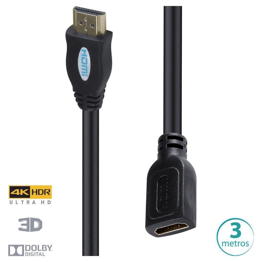 Cabo Extensor Hdmi 2.0 4K Ultra Hd 3D Conexão Ethernet 3 Met