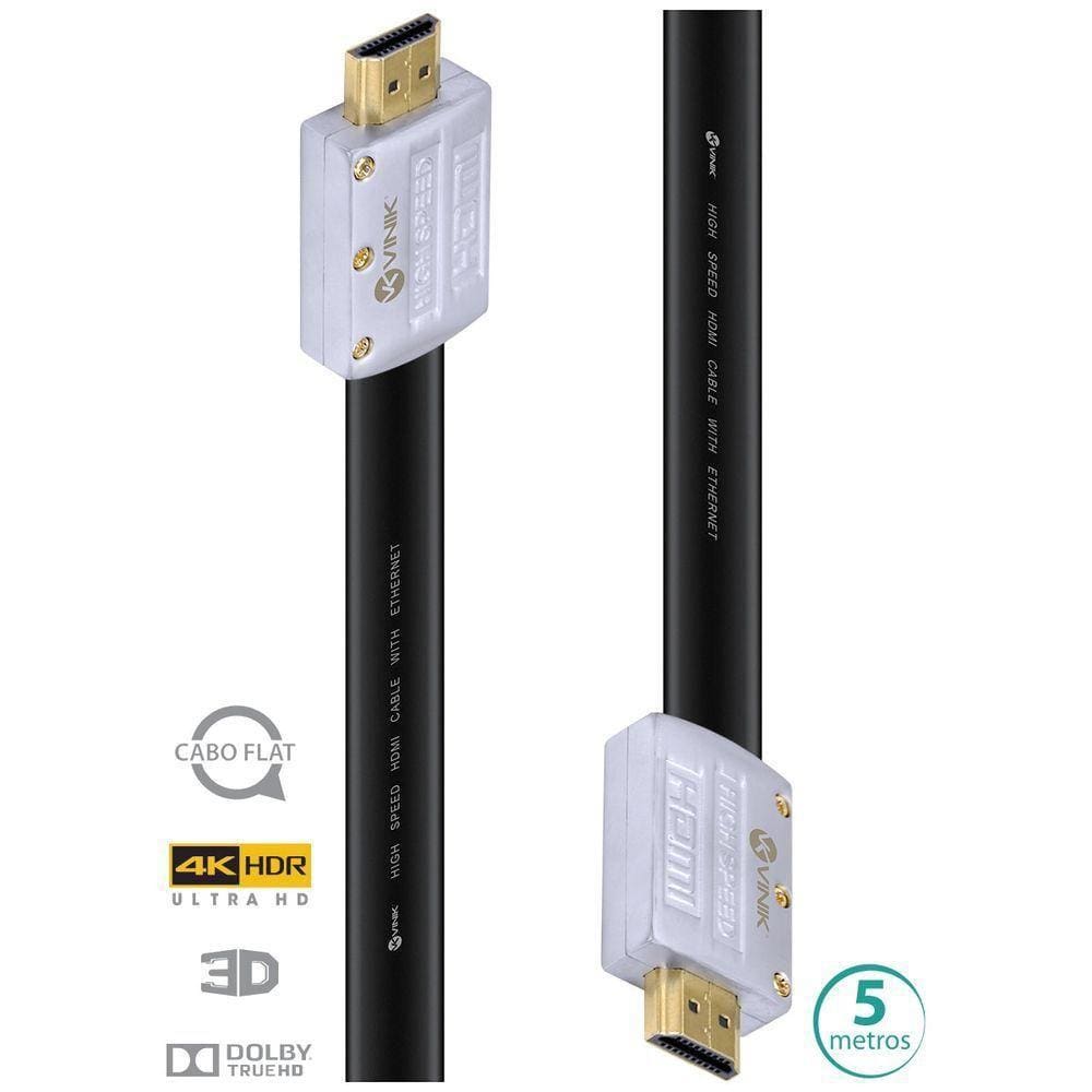 Cabo Hdmi 2.0 4K Ultra Hd 3D Conexão Ethernet Flat Com Conec