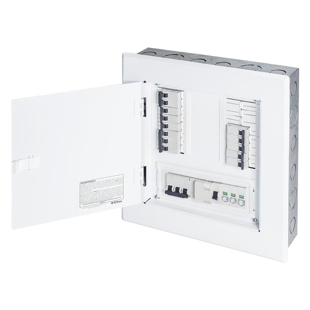 Quadro trifásico 16 disjuntores din 100a embutir+geral+09mod