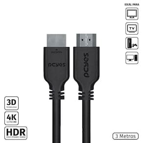 Cabo Hdmi 2.0 4K 30Awg Cobre Puro 3 Metros - Phm20-3
