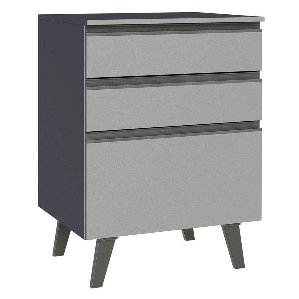 Balcão 60 Cm 3 Gavetas Com Pés Cinza Nice Madesa Cinza