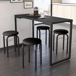 Kit Mesa De Cozinha 120Cm Com 4 Banquetas F02 Preto