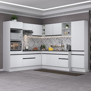 Armário De Cozinha Completa De Canto Branco/preto