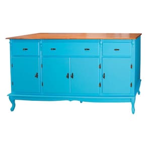 Buffet Balcão Antique Com 4 Portas e 3 Gavetas 804 Azul