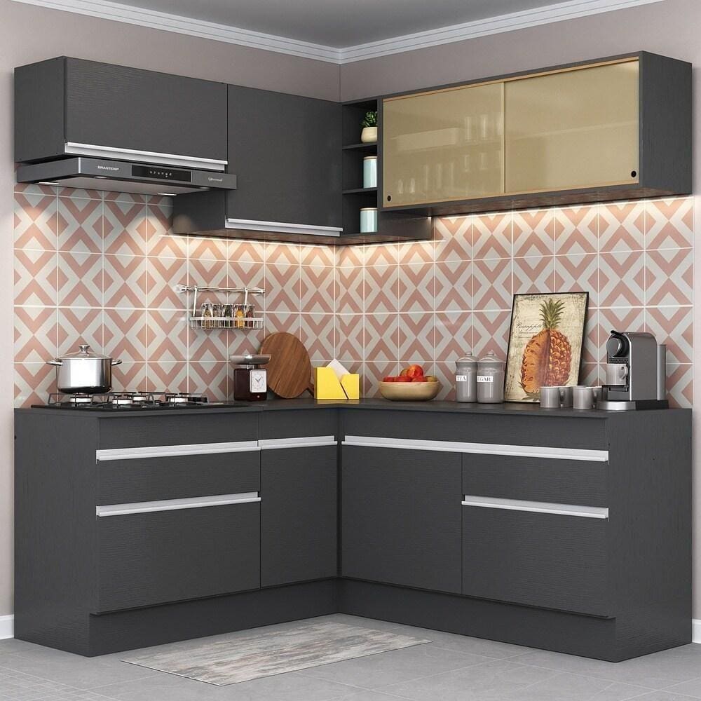 Armário De Cozinha Completa De Canto Preto/branco