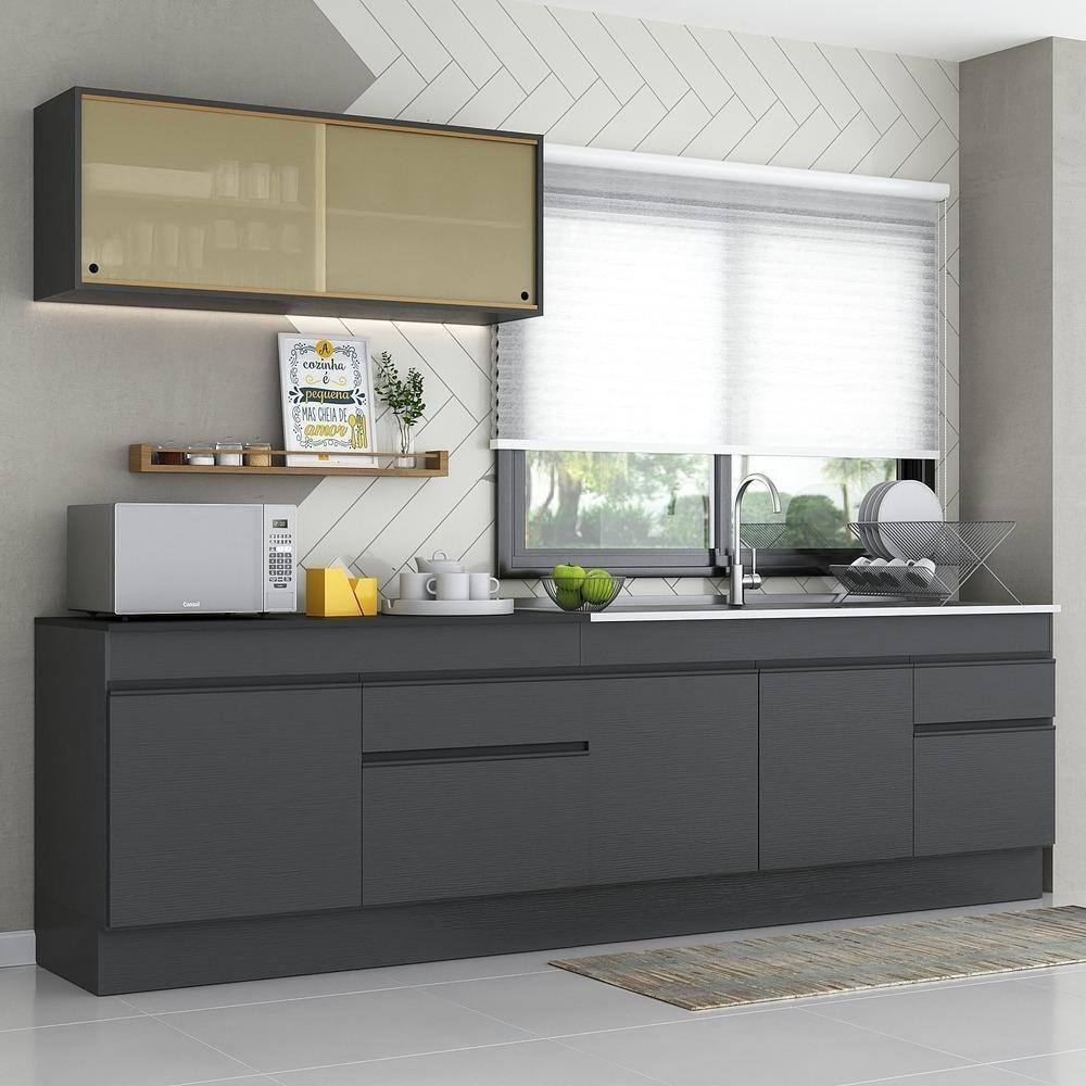 Armário De Cozinha Compacta Com Rodapé Mp2112.895 Preto