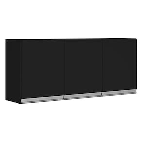 Armário Aéreo Cozinha Lux 120cm Mdf 3 Portas Preto Fosco